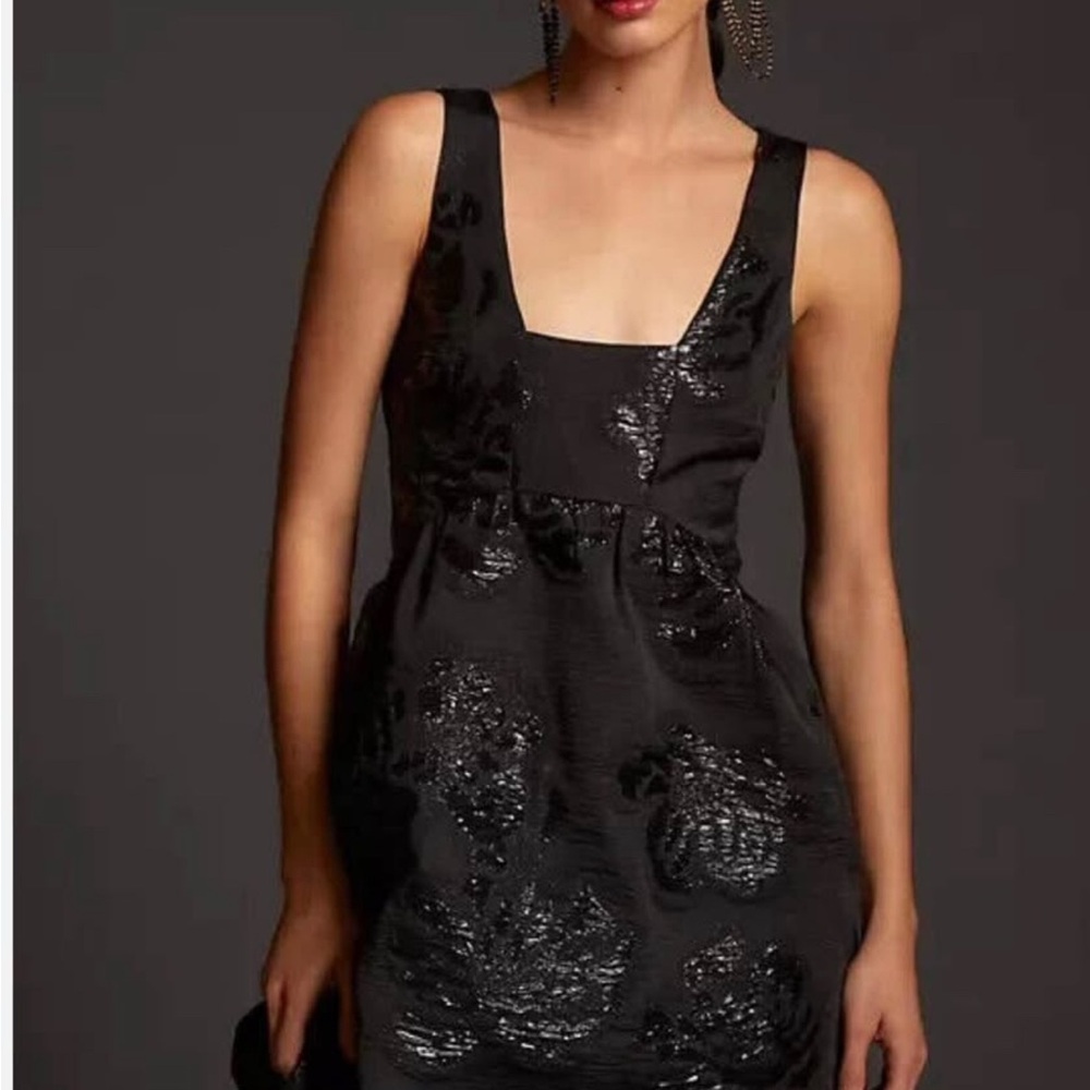 Anthropologie Black Sequin Mini Dress